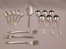 15Pc PRINCESS ROYAL National Silver Co Silverplate 1930 Flatware & Serving Pcs