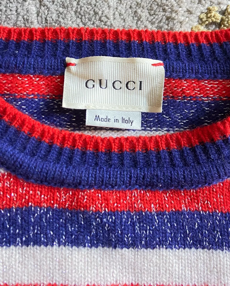 NEW⚡️GUCCI Girl's size 6Y Bambi fawn deer red blue striped