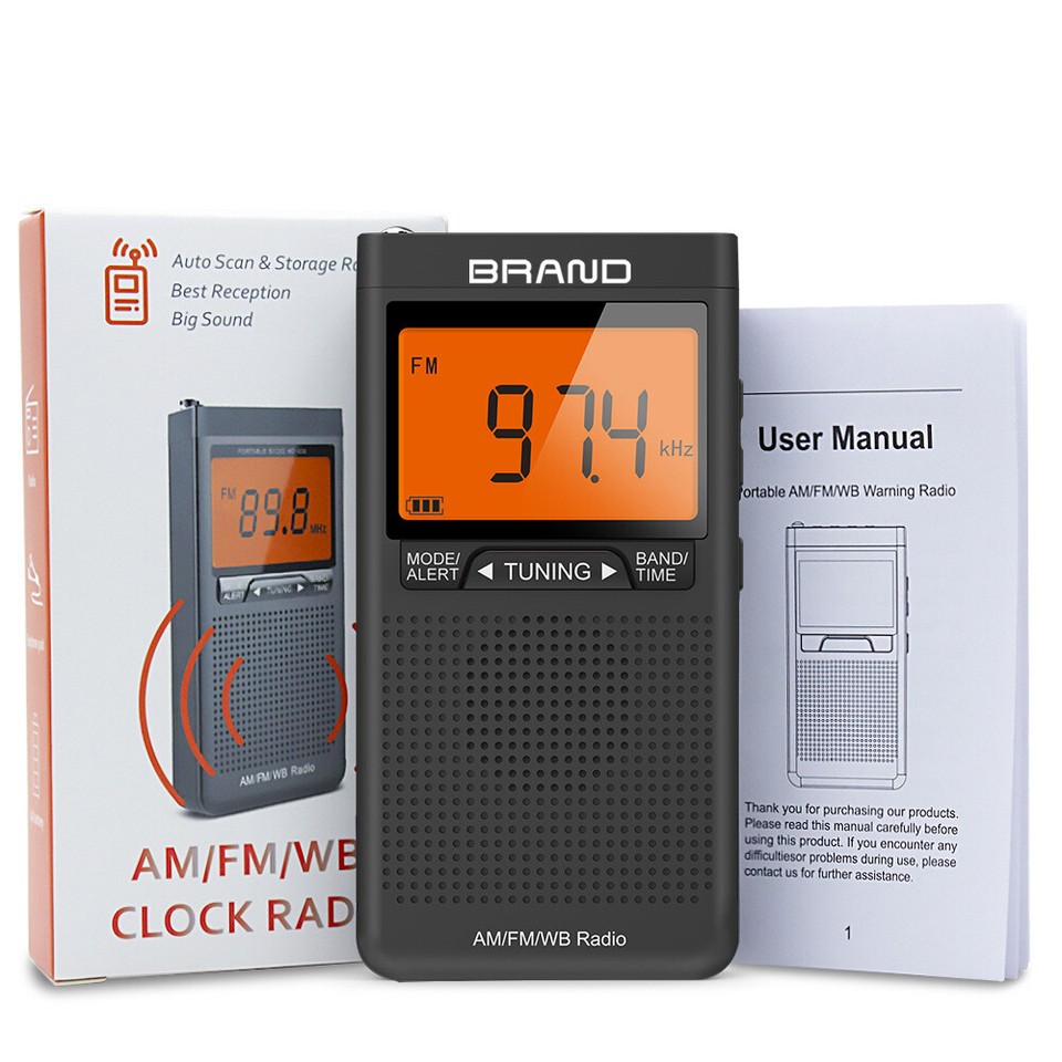 AM FM Radio Battery Operated Radio Portable Pocket Auto-Search ...