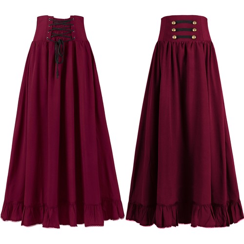 Medieval Retro Gothic Skirt with Waist Plus Size Women Dress Cosplay Costumes - Picture 6 of 27