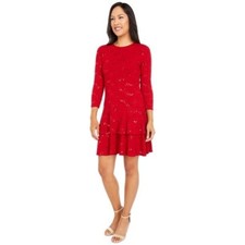 NEW MICHAEL KORS RED EMBELLISHED FIT AND FLARE DRESS SIZE XL 135