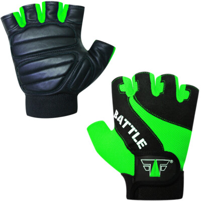 BATTLE GREEN Fitness Trainings Kraftsport Handschuhe Kraftsporthandschuhe Leder