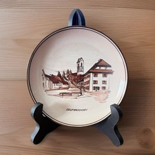 Vintage Swiss Porcelain Souvenir  Plate Handpainted Switzerland 5.5  1970s