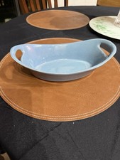 Deltis Blue Oval Handle Vintage Serving Tray Bowl Portugal