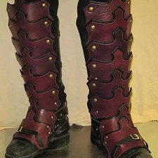 PU Leather Leg Armor Gothic Knight Costume Kit Cosplay Rider Shoe Boot Cover