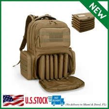 LARGE Tactical 6 Pistol Backpack Gun Bag Shooting Range Hunting Ammo Accessories