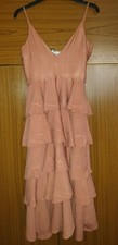 Ladies Light Brown Layered Evening Dress Size S (B5)