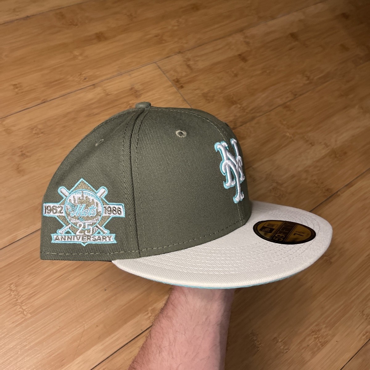 New Era 59FIFTY New York Mets 25th Dark Olive Green Cream Blue-UV