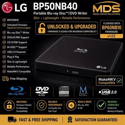 LG BP50NB40 Slim Portable 4K UHD Unlocked Firmware Flashed LibreDrive MakeMKV