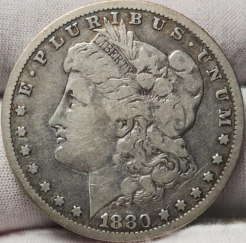 🔑 1880-CC Morgan Silver Dollar $1 Carson City, Very Good VG+ Details, Morg-143