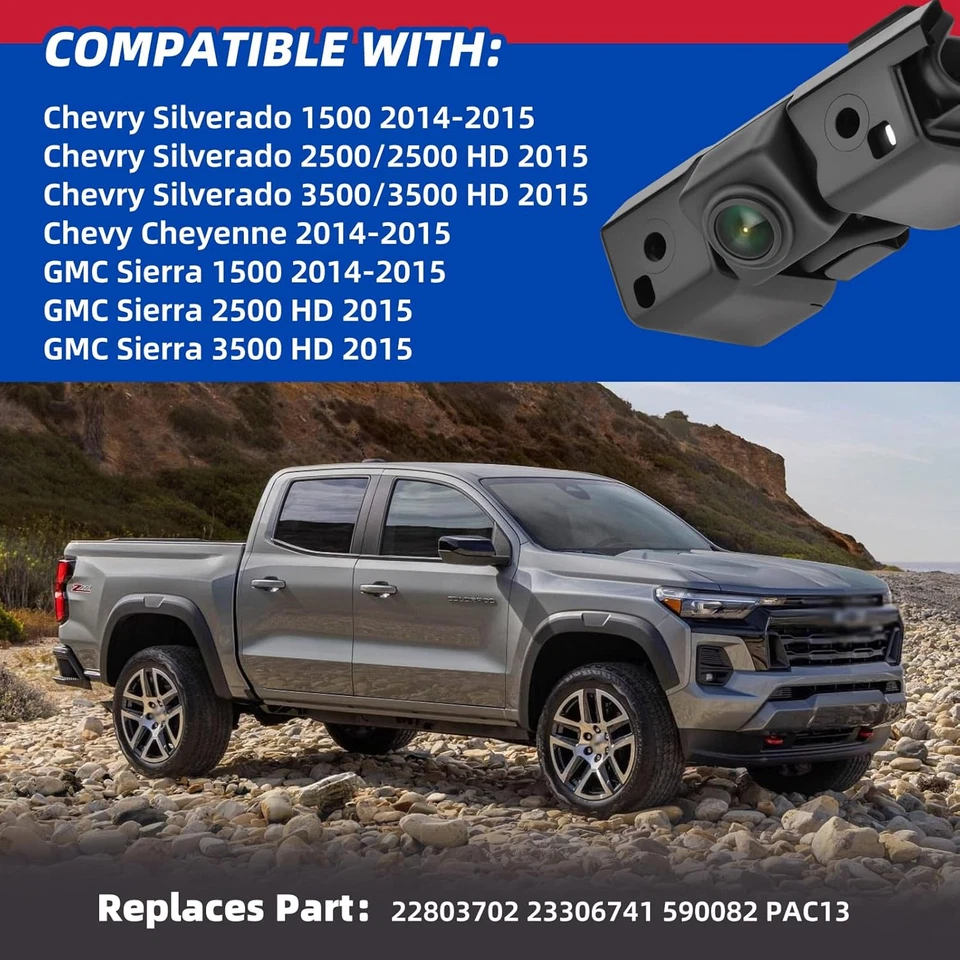 Backup Camera Rear View Camera Compatible with 2014 2015 Chevy Silverado Cheyenn - Image 2 of 4