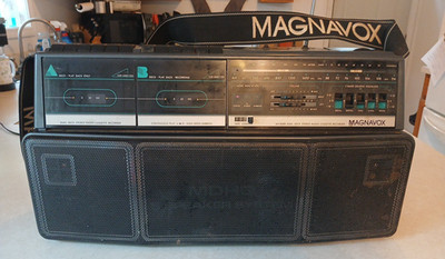 Big Vintage MAGNAVOX AW 8200 AM/FM Dual Cassette Boombox Radio - 1980's WORKS!