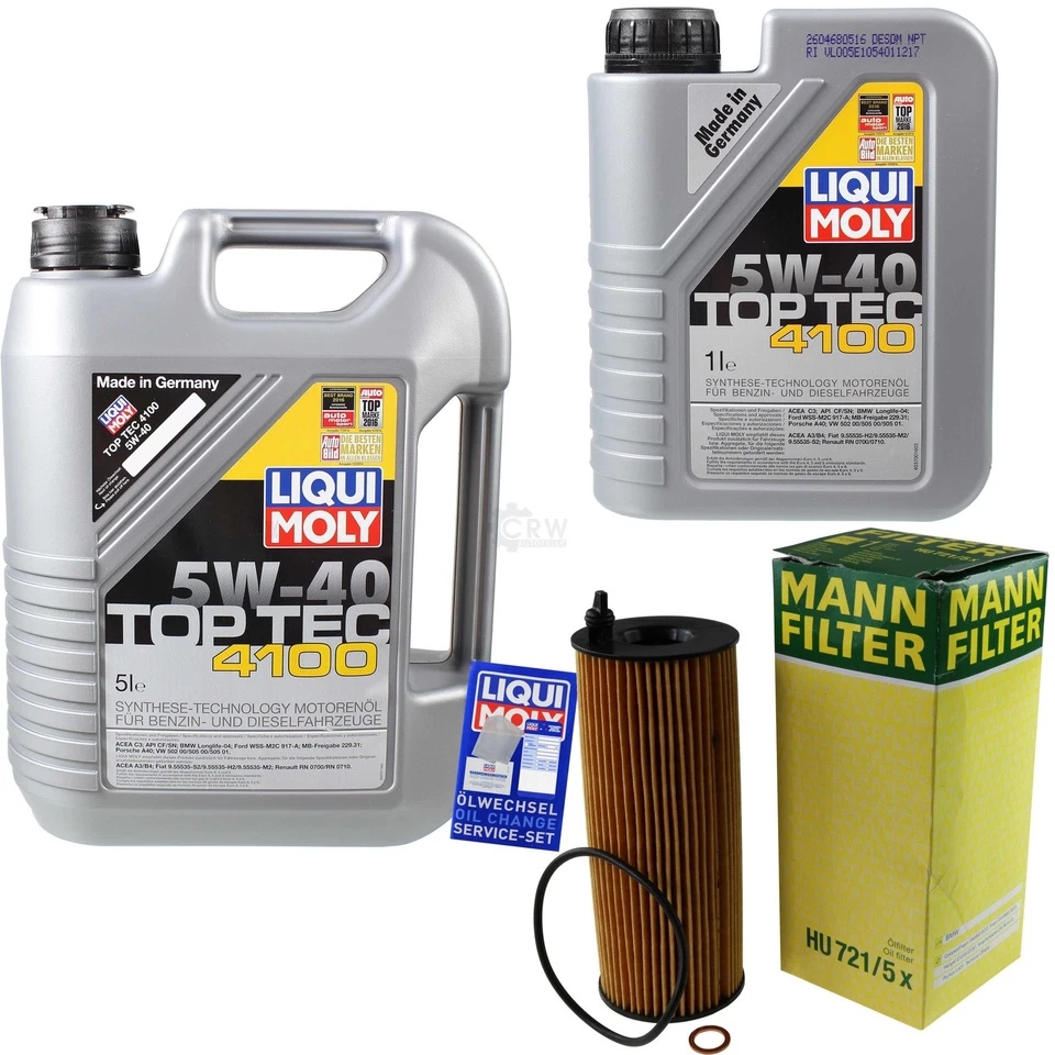 LIQUI MOLY, MANN-FILTER INSPEKTIONSKIT FILTER LIQUI MOLY ÖL 6L 5W-40 für BMW 1er E81 118d 120d 116d E87