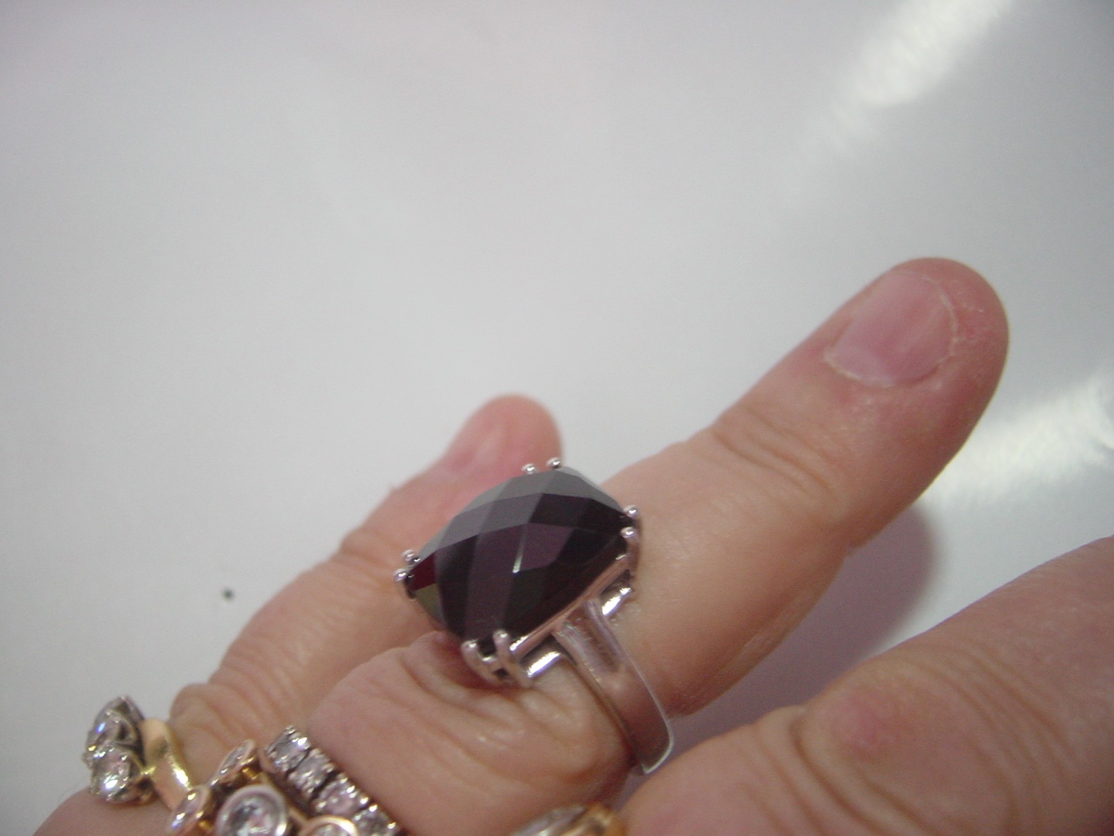 exquisite Solid Silver Ring-large genuine faceted… - image 6