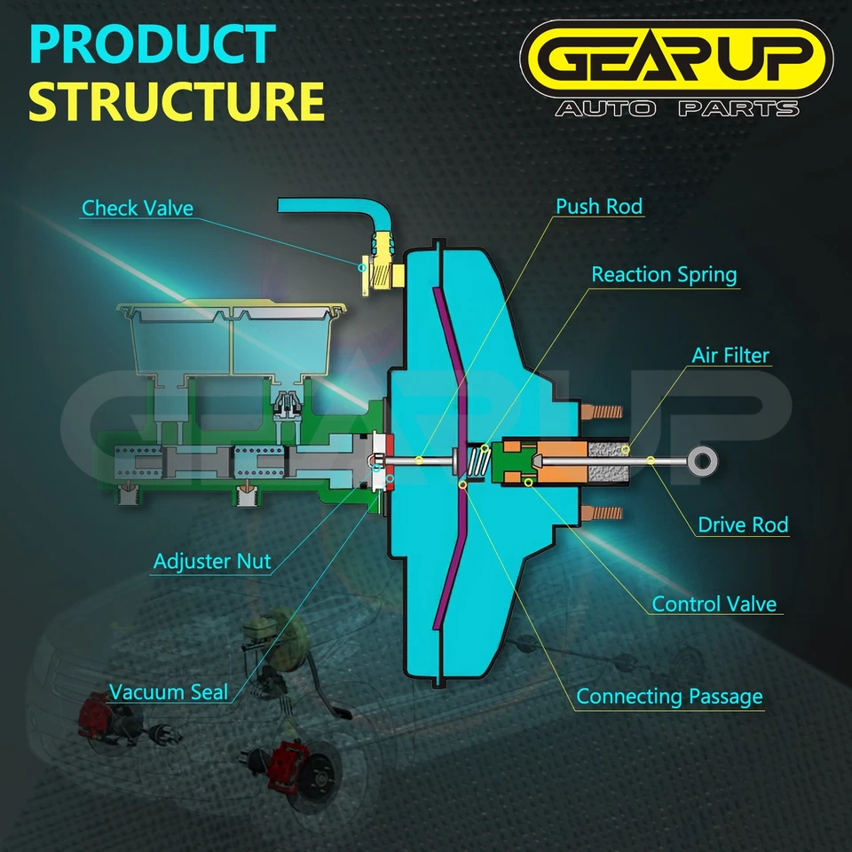Potenciador de freno de vacío para 82-92 Chevrolet Camaro Pontiac Firebird 54-71245 Foto 3 de 4