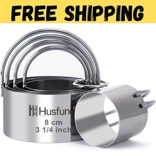 Biscuit Cutter Set Round Cookie Cutters with Handle 5 Pieces Stainless Steel New