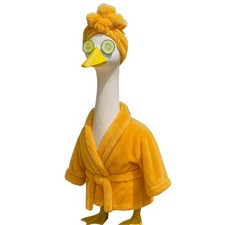 Porch Goose Outfit   23 Inch Goose Statue Clothes, Cozy Yellow Bathrobe with
