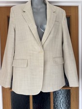 Mango Cream Pinstripe Smart Blazer Jacket Size Medium Approx 12