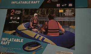 Inflatable Raft With Oars 76.7in X 44.8in: Used