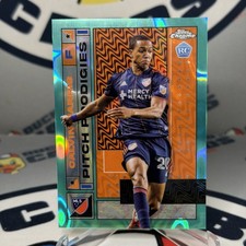 Calvin Harris 2022 Topps Chrome MLS #46 Pitch Prodigies Aqua Lava /299 RC