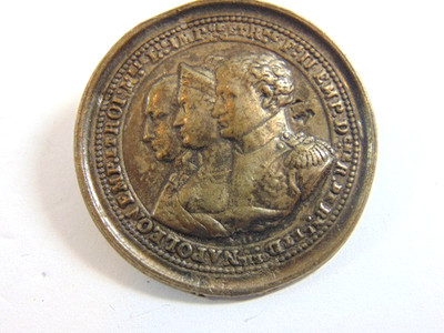 old pin: Emperor Napoleon, Empress Maria Louisa & Emp. Francis II of Austria