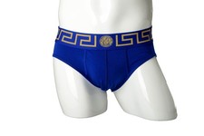 Versace Men's Blue  Gold Greeca Low Rise Slip Underwear Versace Sz 4 US S IT 48