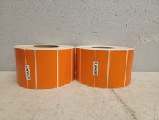 (2) Industrial Thermal Transfer Labels Orange 4 x 2", Ribbons Required 2500 Pcs.