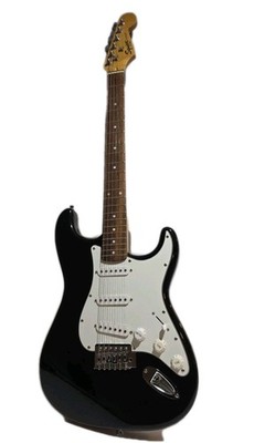 Squier by Fender Strat Electric Guitar Black Right-Handed with Cable For Amp&bag