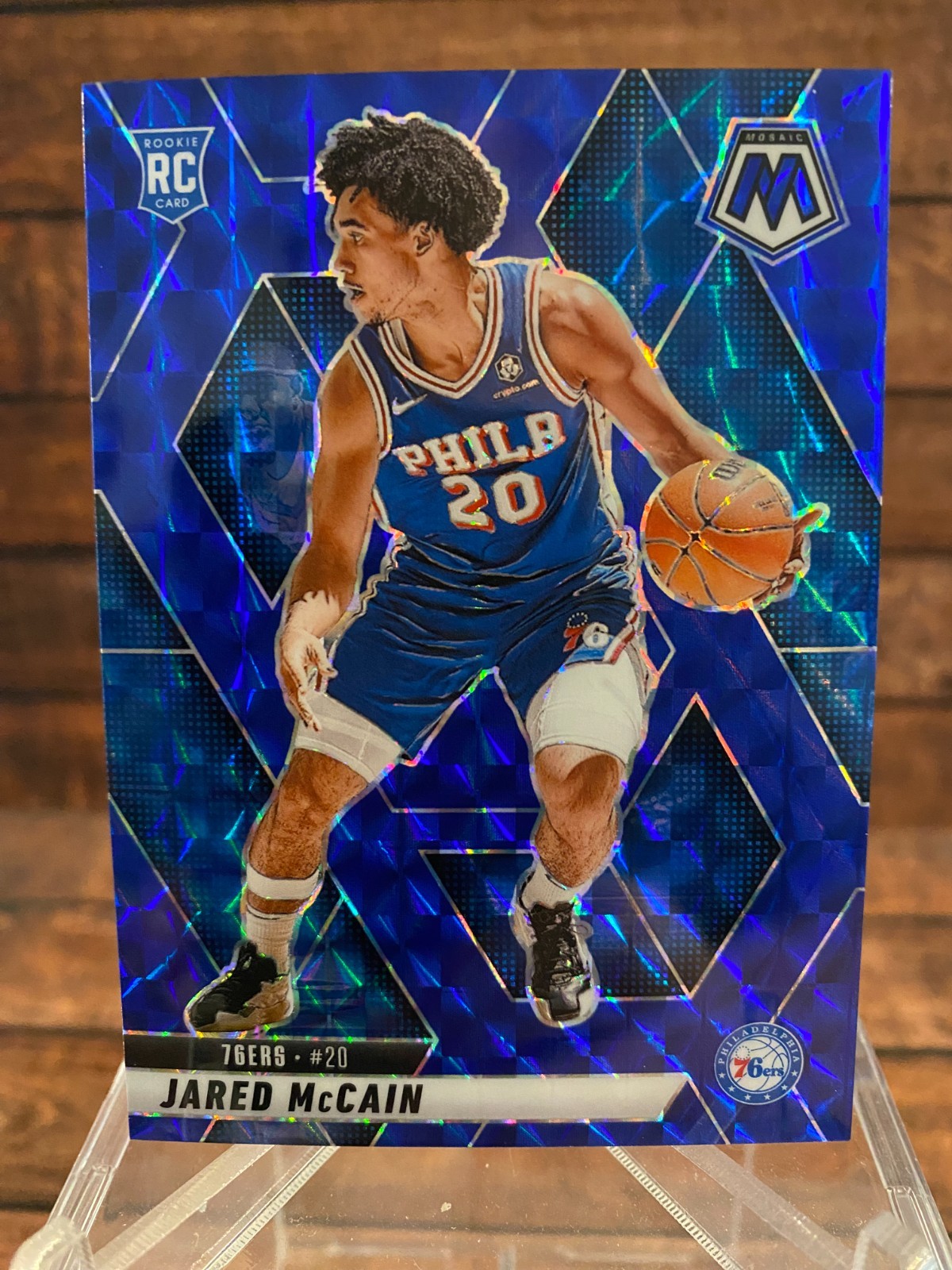 2024-25 Panini Mosaic Blue #228 Jared McCain RC ROOKIE /199 76ers COLOR MATCH
