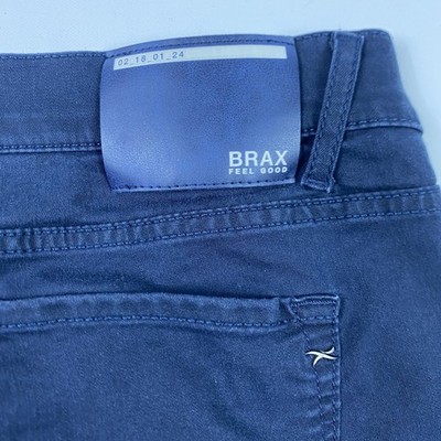 Brax Pants Mens 38/27 HEMMED Blue Hi Flex Style Chuck Stretch 5 Pocket Chino