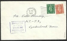 1942 CZECH Troops in Great Britain Fieldpost Cover pmk Liverpool