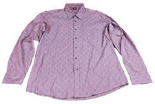 Hugo Boss Men's Dress Shirt Size L Fuchsia Pink Regular Fit Geometric Floral EUC