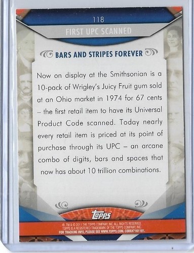 RARE 2011 TOPPS AMERICAN PIE ~ FIRST UPC SCANNED ~ "FOIL PARALLEL" CARD #118 - Bild 2 von 2