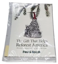 Plow & Hearth Pewter Christmas Ornament Woodland Tree W/ Wildlife
