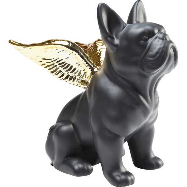Deko Figur Deko Objekt Hunde Motiv Polyresin Figur Schwarz-Gold Kare Design-image