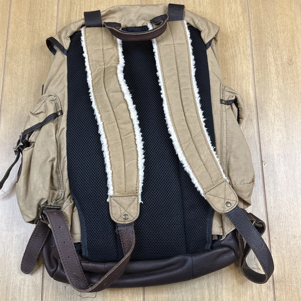 Mochila de Colección LL BEAN Mochila Continental Algodón Cera Lona Bolso de Cuero Foto 3 de 4