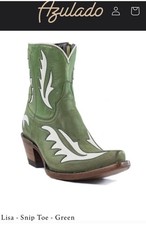 Azulado “Lisa” Cowboy Boots Snip Toe Green SIZE 6.5 Women’s Western Allens of TX
