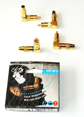 4x Vivanco HPC50S Vollmetall Cinch Adapter 90° Winkeladapter RCA Stecker Gold Hi