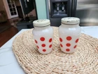 Vintage Fire King Anchor Hocking Red Polka Dot Salt Pepper Shakers