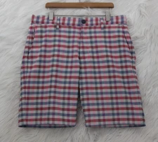 Tommy Bahama Beach Driver Check Shorts Men's 32 Blue Red Performance Golf #1446