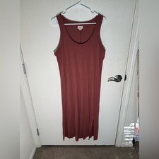 UpWest Women’s Maxi Dress Bodycon Ribbed Slit Red Closet Staple Basic Sz XL