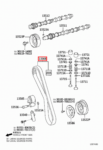 Genuine Hilux KUN36 KUN35 KUN26 KUN25 KUN16 KUN15 KUN10 2KD 1KD Timing Belt - Picture 15 of 19