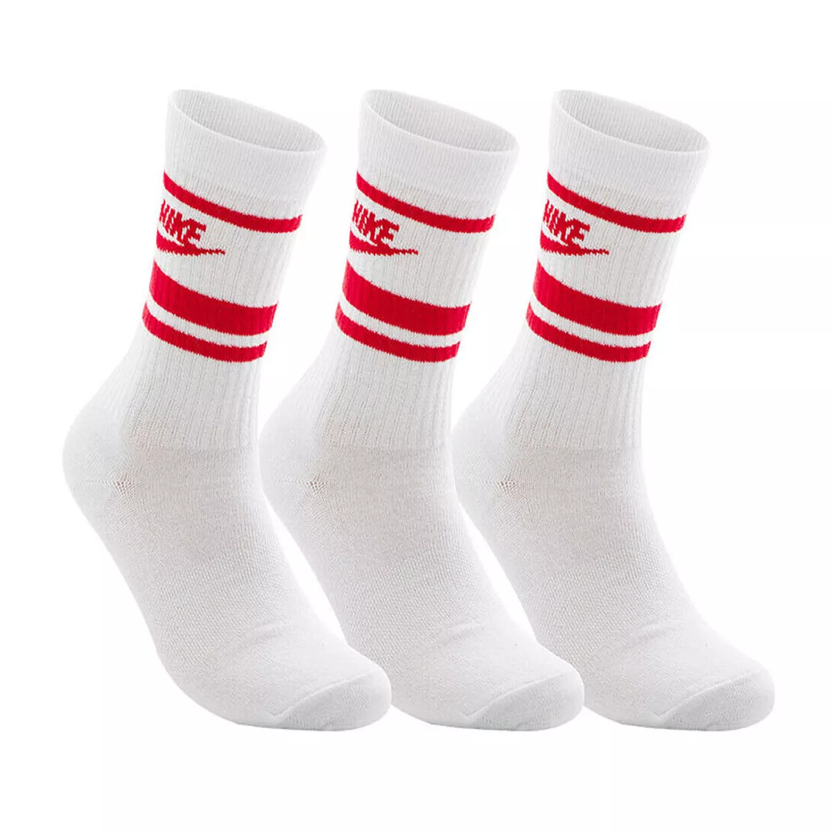 White nike socks with red swoosh top