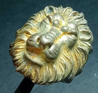 UNUSUAL ANCIENT ROMAN BRONZE RING LION HEAD RING RARE ARTIFACT AUTHE...