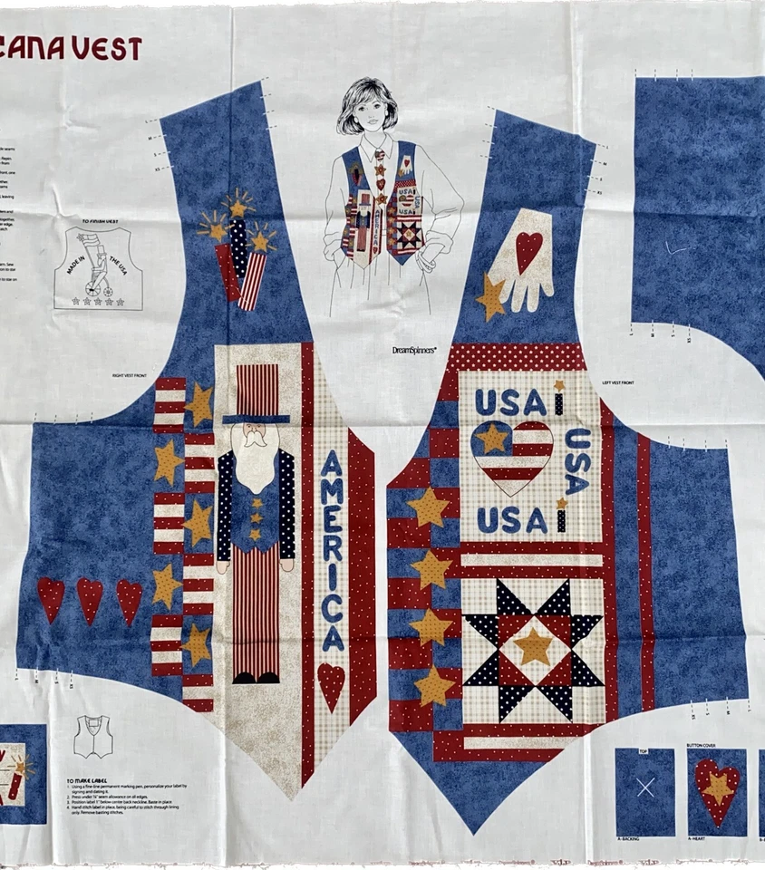 VTG VIP Patriotic Americana Cut & Sew Vest Panel Adult XS-L - Image 2 of 4
