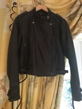 Bnwt House Of Fraser Therapy Black Real Leather Buckled Biker Jacket, Uk 14 Fit