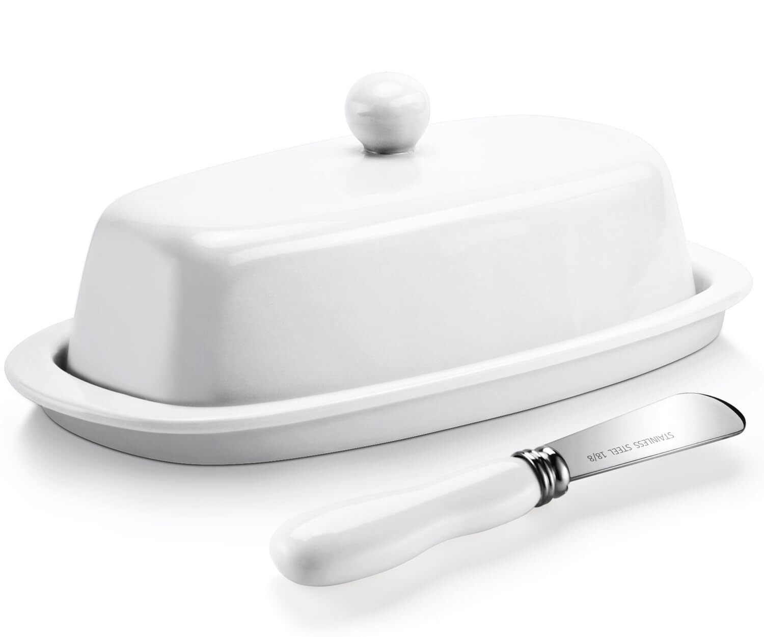 Yedio Ceramic Butter Dish with Lid and Knife for Countertop