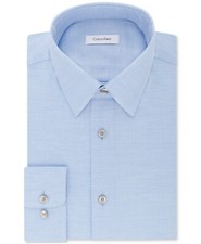75 Calvin Klein Men Regular-Fit White Blue Long-Sleeve Dress Shirt 16.5 34/35