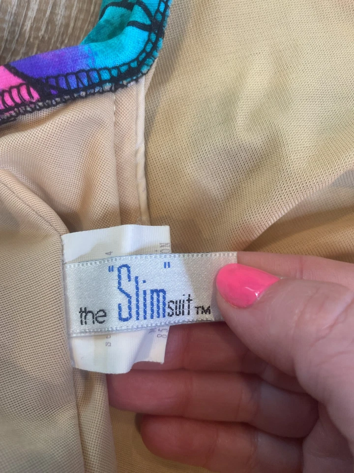 Винтажный тонкий костюм купальник женщин 16 синий зеленый плавать платье галстук ремень платье - Изображение 3 из 4