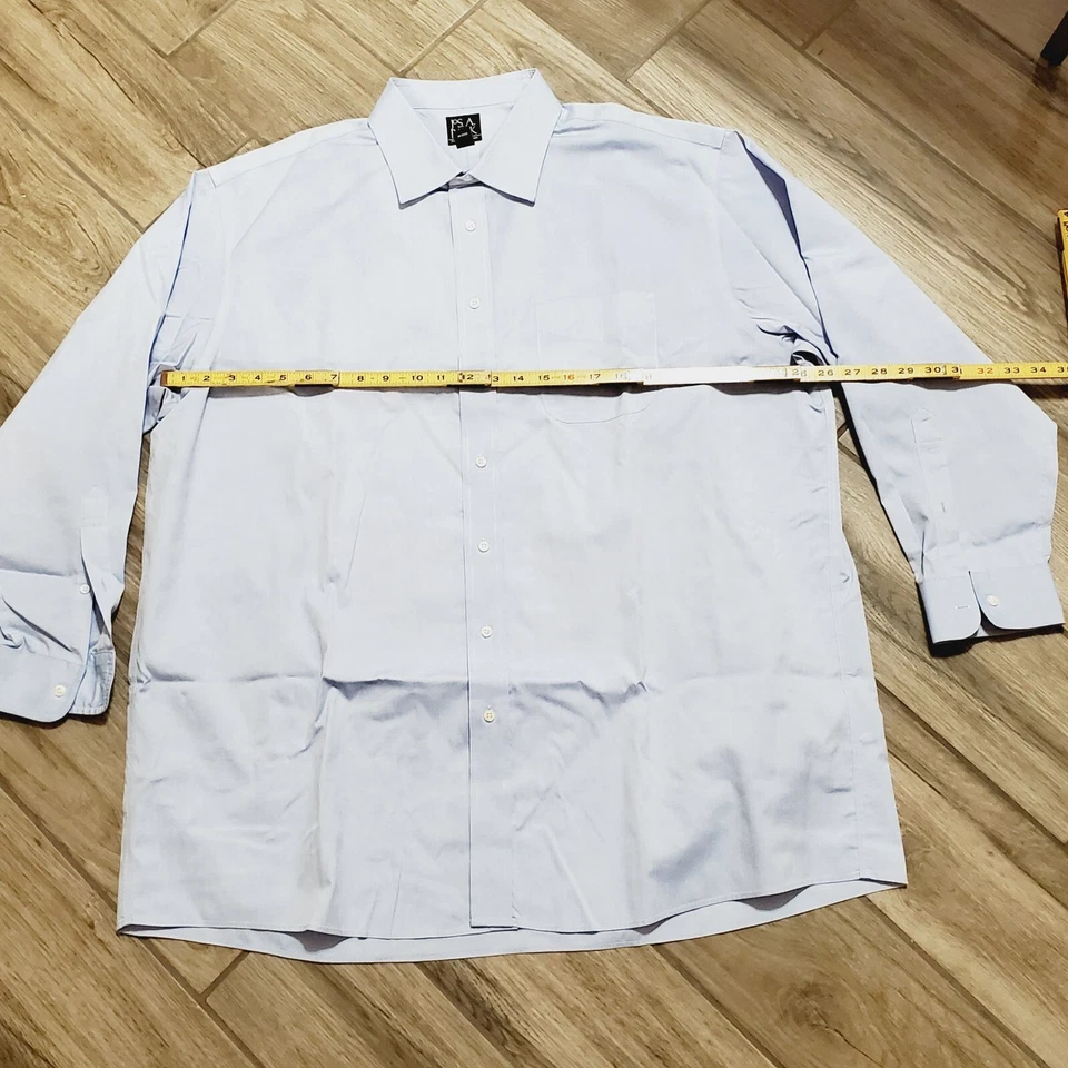 Jos. A. Bank  Solid Blue Men's Dress Shirt Size 18-34"  Traveler's Collection - Image 3 of 4
